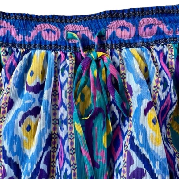 ZARA 2 Piece Set Aztec Print Short Skirt Halter Neck Top Boho Royal Blue/Multi S - Picture 16 of 16
